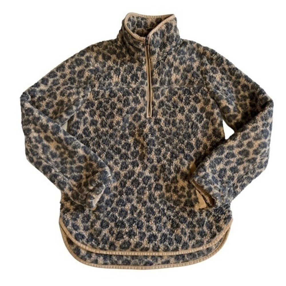 Abercrombie & Fitch‎ Half-Zip Sherpa Leopard Pullover Size Small